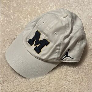 Women’s Adjustable Jordan White Cap with Navy Michigan Logo